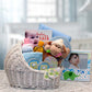 Welcome Baby Bassinet New Baby Basket-Yellow/Teal